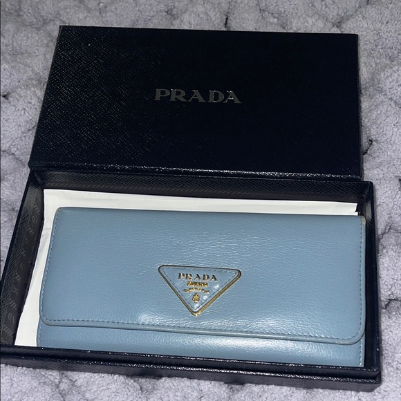 Prada Handbags - Prada Light Blue Leather Wallet